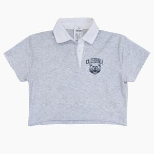 Brandy Melville John Galt Gray Polo Crop Top California Bear One Size
